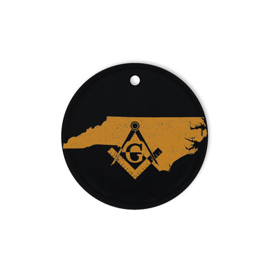 North Carolina square & compass freemason symbol state map - Circle Ceramic Ornament (2 sided)