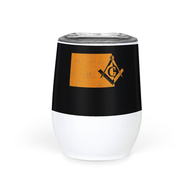 Wyoming Square & Compass Freemason symbol state map - Wine Tumbler