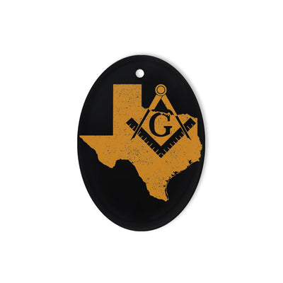 Texas square & compass freemason symbol state map - Oval Ceramic Ornament (2 sided)