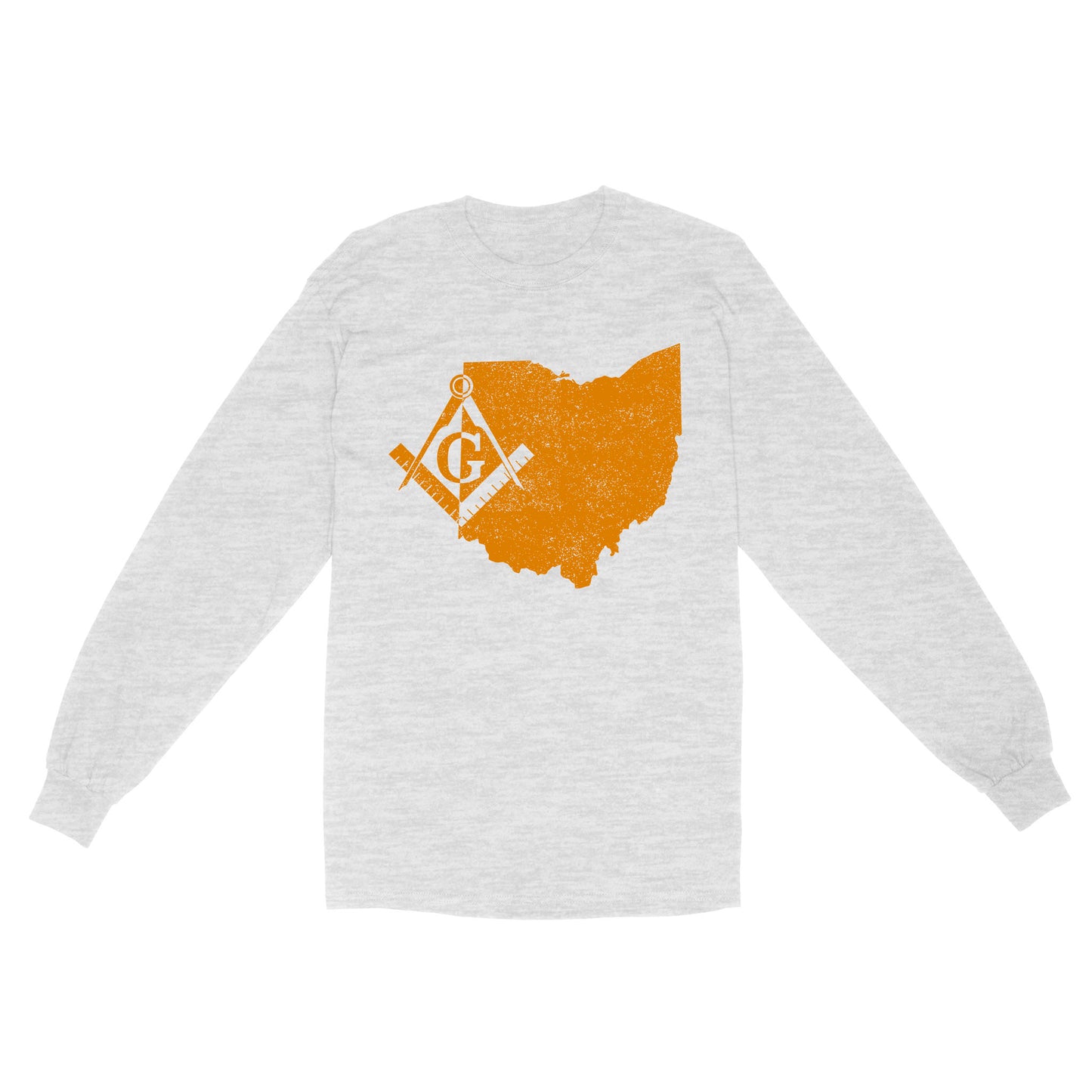 Ohio Freemason State Map Square & Compass Symbol - Long Sleeve