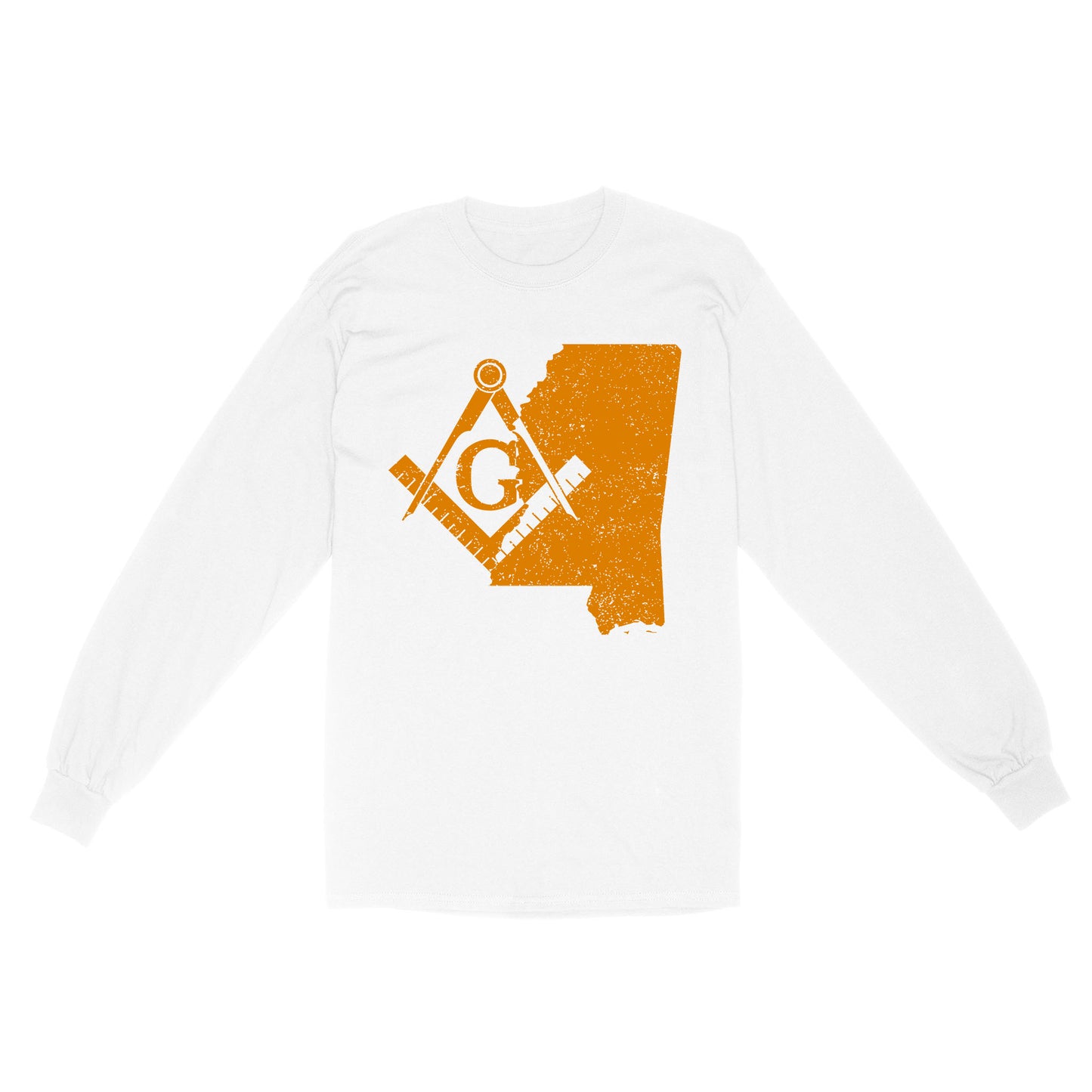 Mississippi Freemason State Map Square & Compass Symbol - Long Sleeve