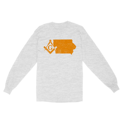 Iowa Freemason State Map Square & Compass Symbol - Long Sleeve