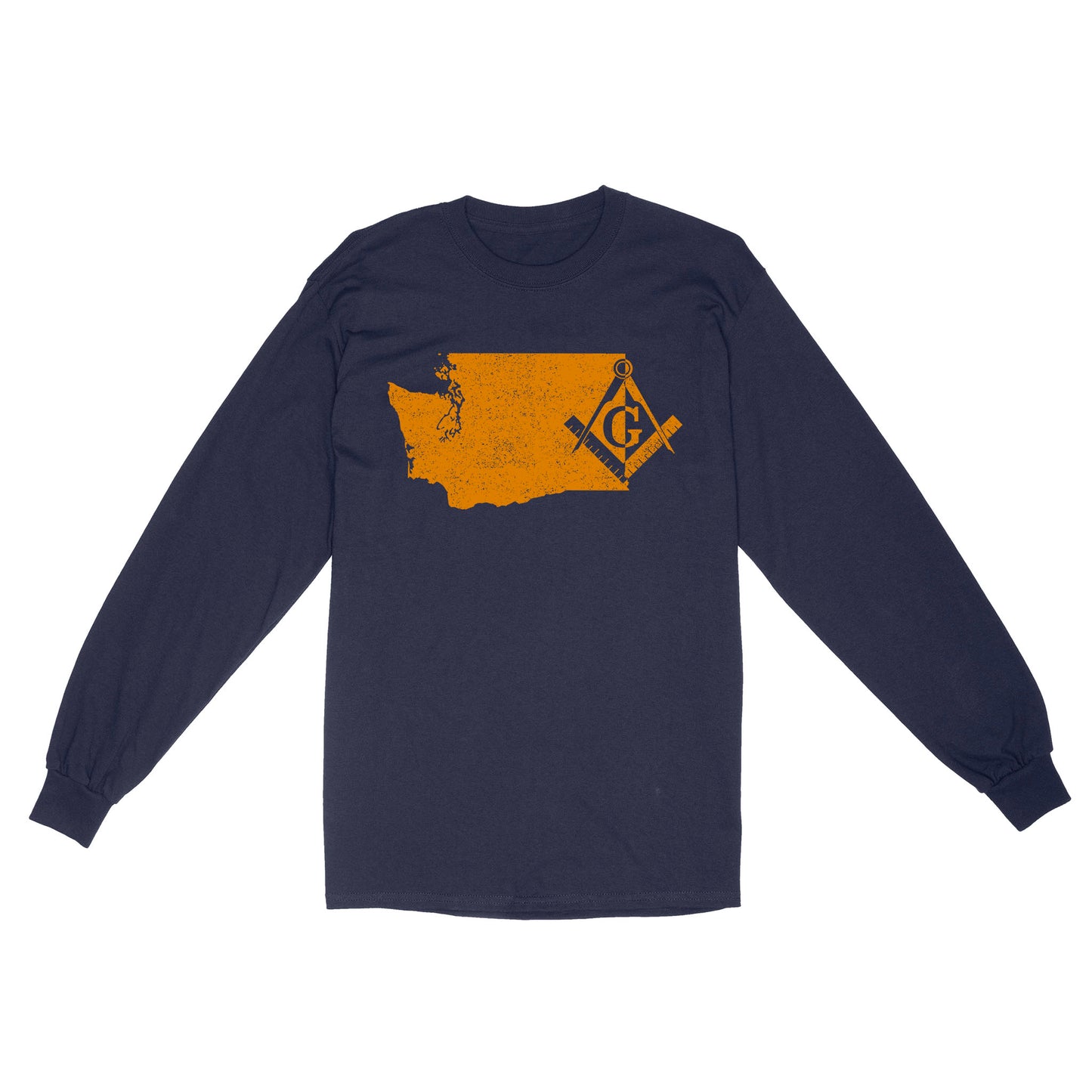 Washington Freemason State Map Square & Compass Symbol - Long Sleeve