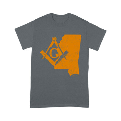 Mississippi Freemason State Map Square & Compass Symbol - T Shirt