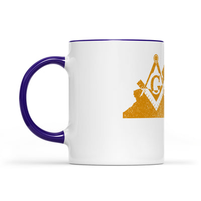 New York square & compass freemason symbol state map - Accent Mug