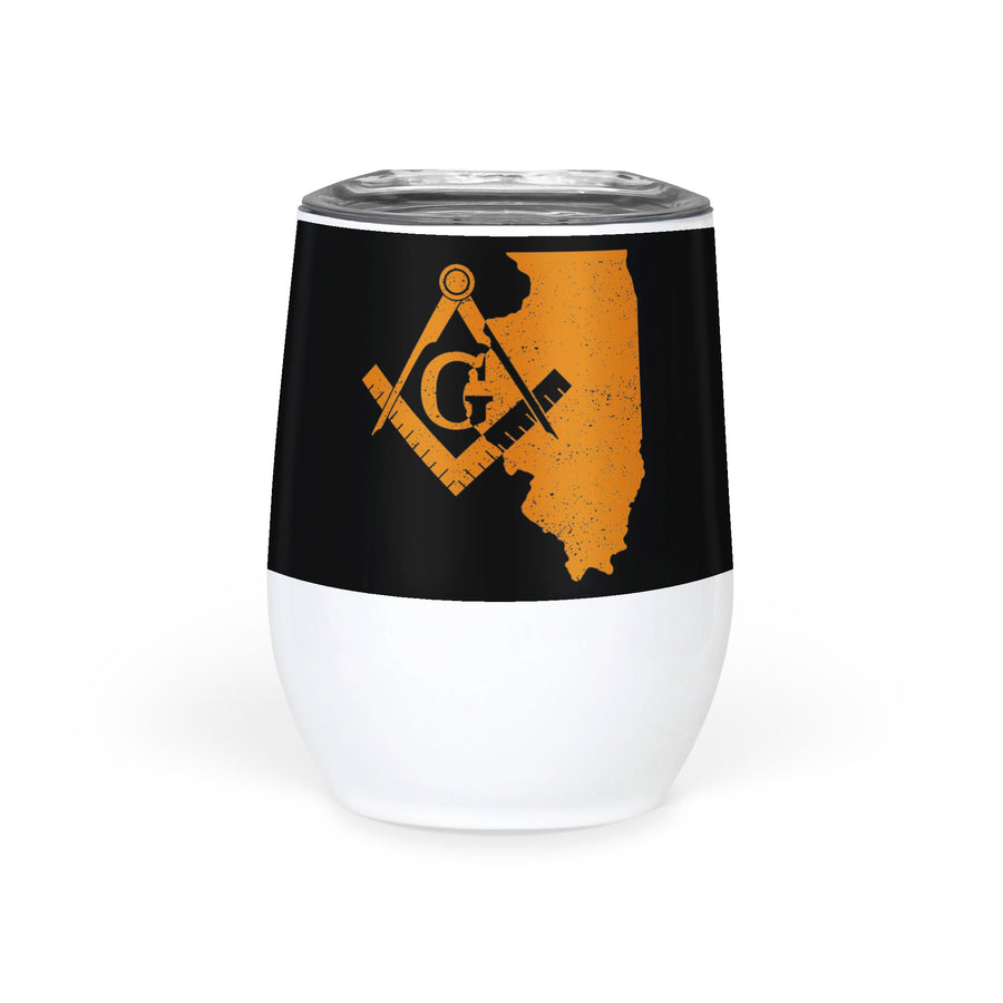 Illinois Square & Compass Freemason symbol state map - Wine Tumbler