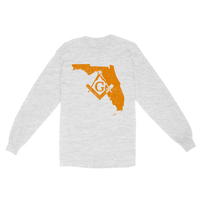 Florida Freemason State Map Square & Compass Symbol - Long Sleeve