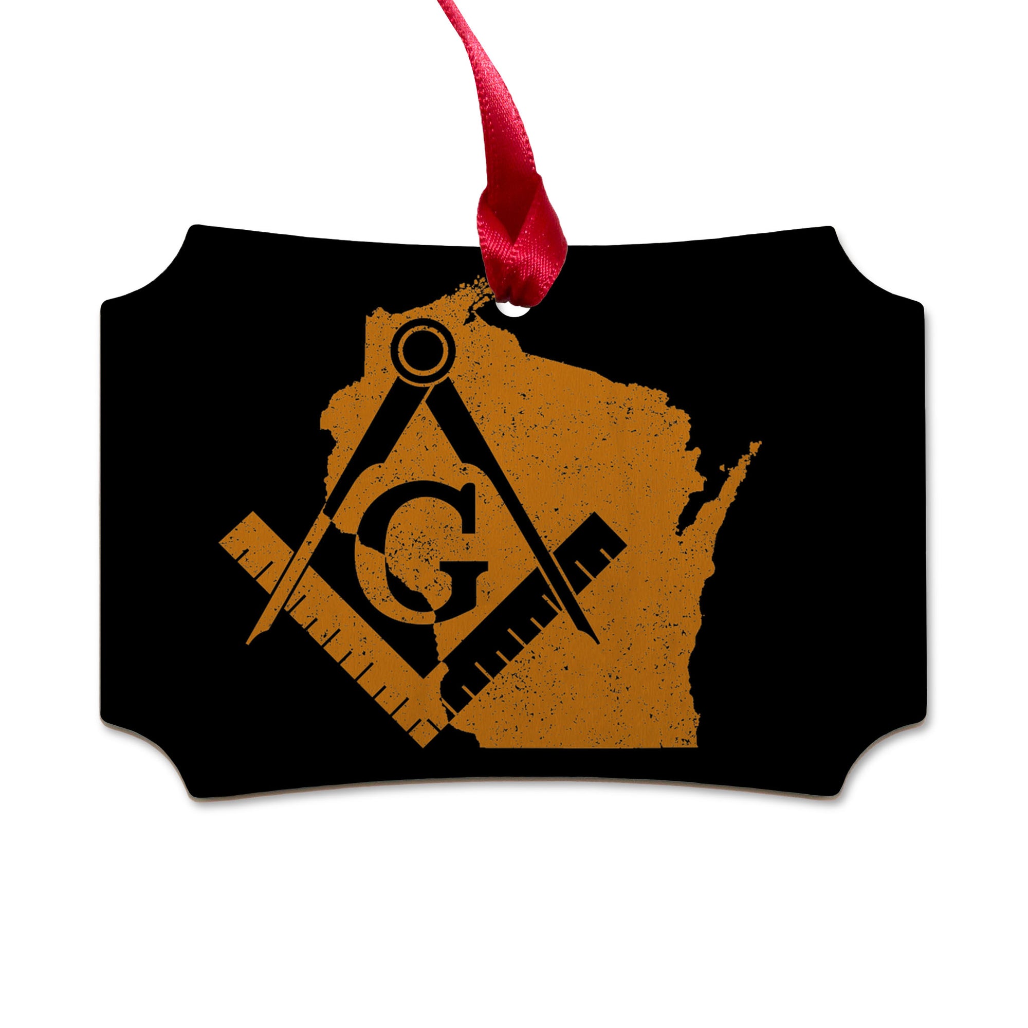 Wisconsin square & compass freemason symbol state map - Scalloped Wood ...
