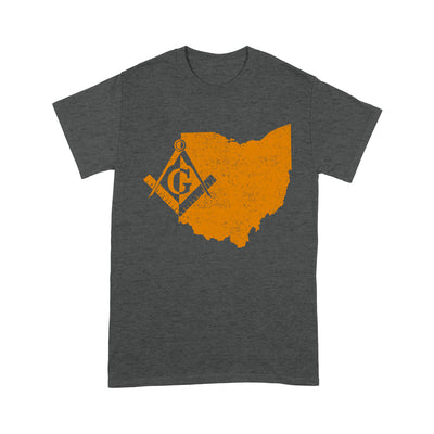 Ohio Freemason State Map Square & Compass Symbol - T Shirt