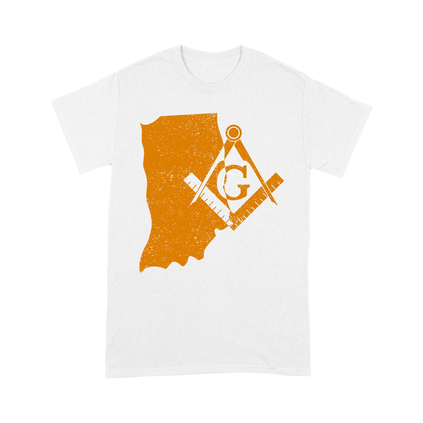 Indiana Freemason State Map Square & Compass Symbol - T Shirt