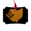 Ohio square & compass freemason symbol state map - Scalloped Wooden Maple Ornament