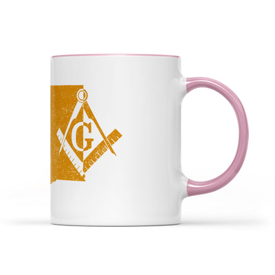 Washington square & compass freemason symbol state map - Accent Mug