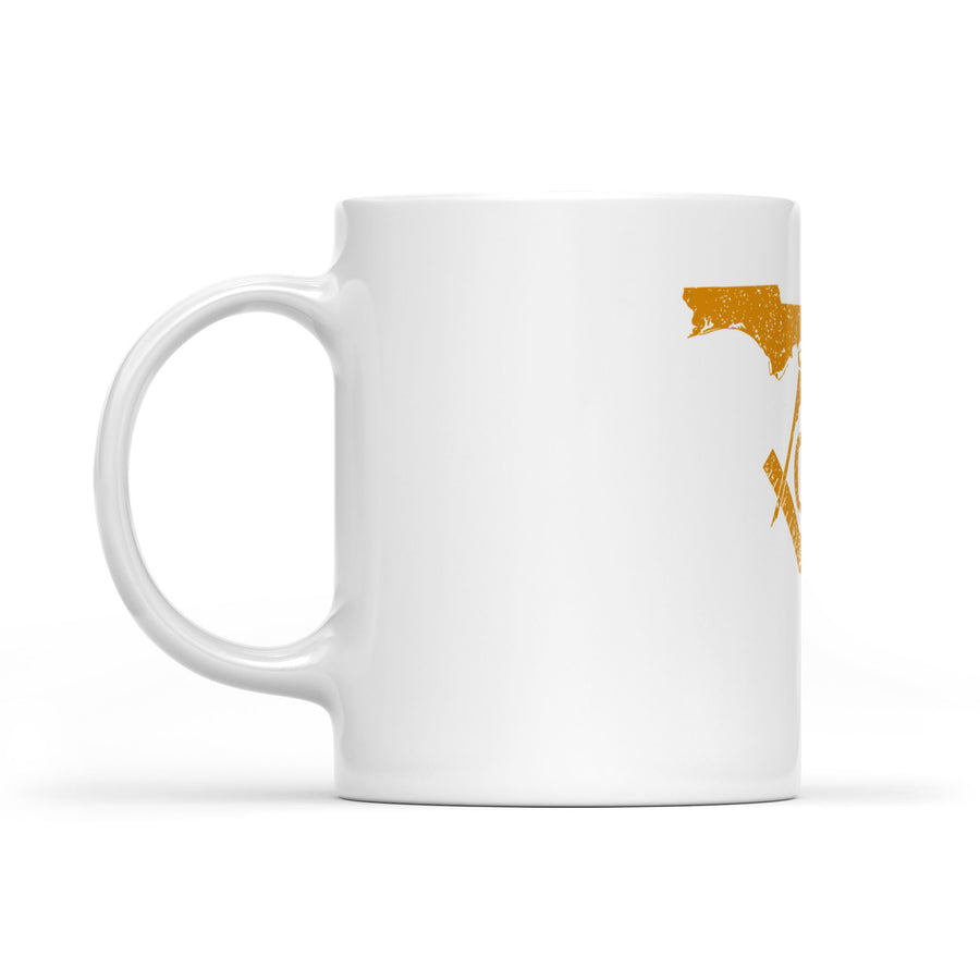 Florida square & compass freemason symbol state map - White Mug