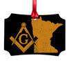 Minnesota square & compass freemason symbol state map - Scalloped Aluminum Ornament