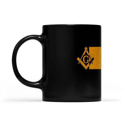 Kansas square & compass freemason symbol state map - Black Mug