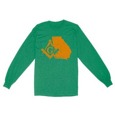 Georgia Freemason State Map Square & Compass Symbol - Long Sleeve