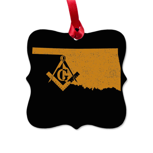 Oklahoma square & compass freemason symbol state map - Square Aluminum Ornament