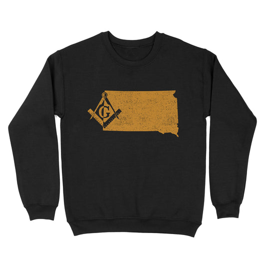 South Dakota Freemason State Map Square & Compass Symbol - Sweatshirt