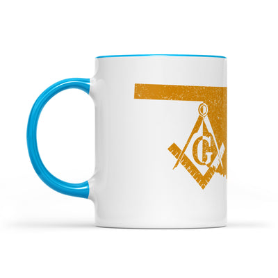 Oklahoma square & compass freemason symbol state map - Accent Mug