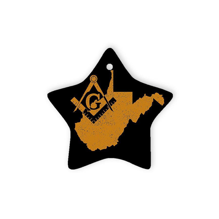West Virginia square & compass freemason symbol state map - Star Ceramic Ornament