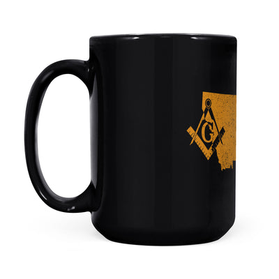 Montana square & compass freemason symbol state map - Black Mug