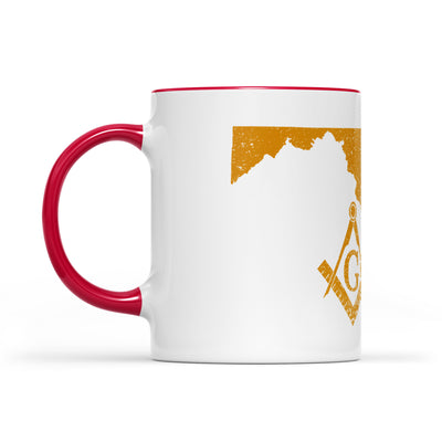 Maryland square & compass freemason symbol state map - Accent Mug