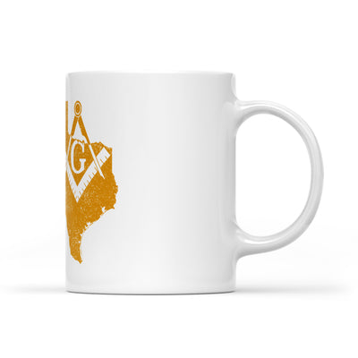 Texas square & compass freemason symbol state map - White Mug