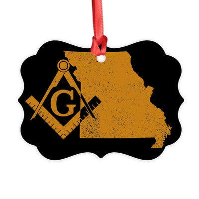 Missouri square & compass freemason symbol state map - Medallion Aluminum Ornament