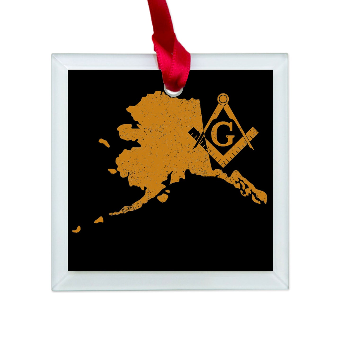 Alaska square & compass freemason symbol state map - Glass Square Ornament