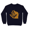 Wisconsin Freemason State Map Square & Compass Symbol - Sweatshirt