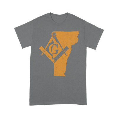 Vermont Freemason State Map Square & Compass Symbol - T Shirt