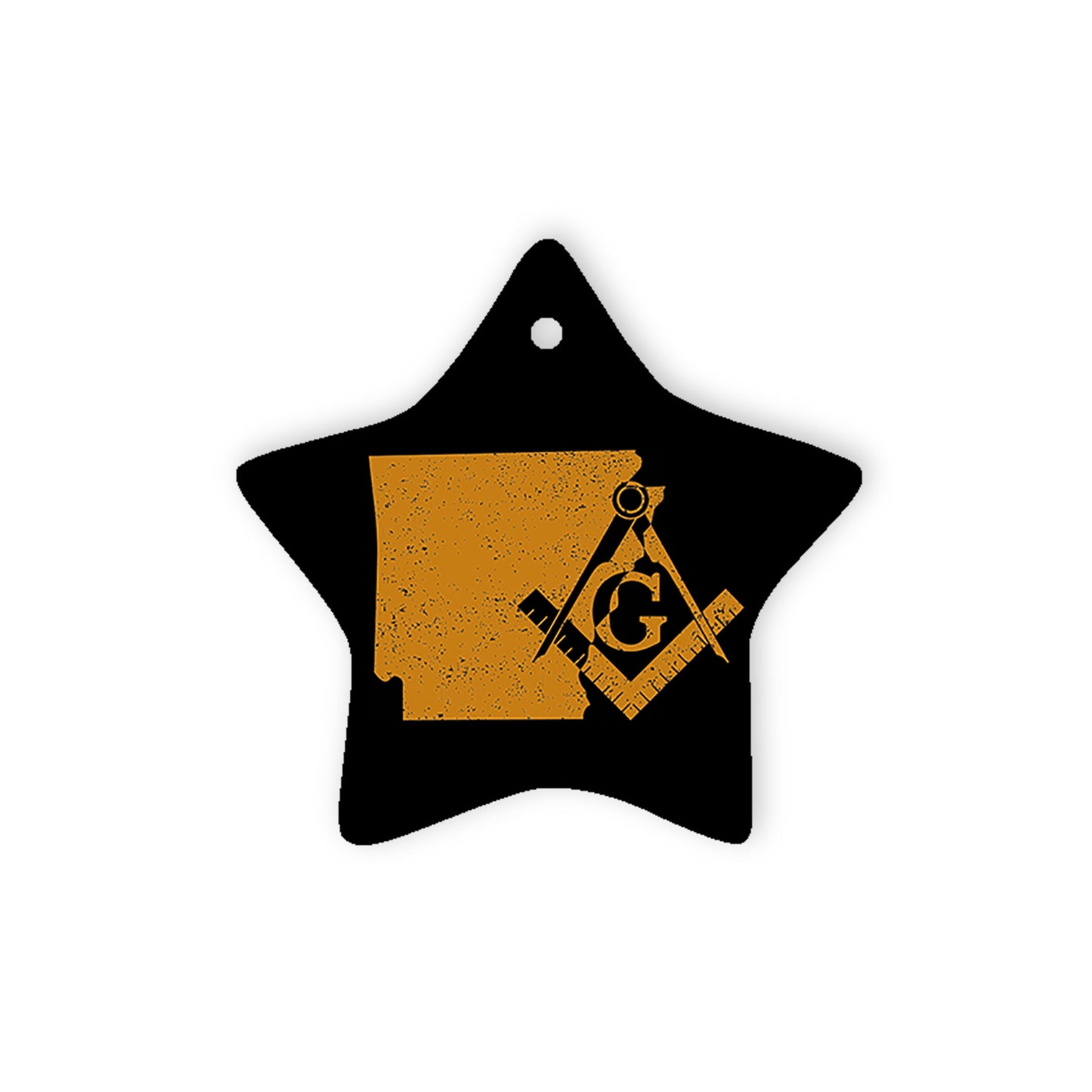 Arkansas square & compass freemason symbol state map - Star Ceramic Ornament (2 sided)