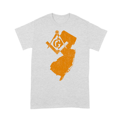 New Jersey Freemason State Map Square & Compass Symbol - T Shirt