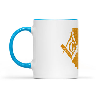 Ohio square & compass freemason symbol state map - Accent Mug