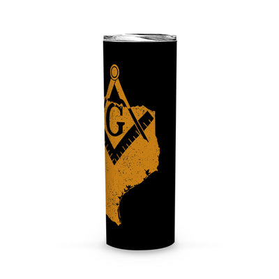 Texas Square & Compass Freemason symbol state map -Skinny Tumbler