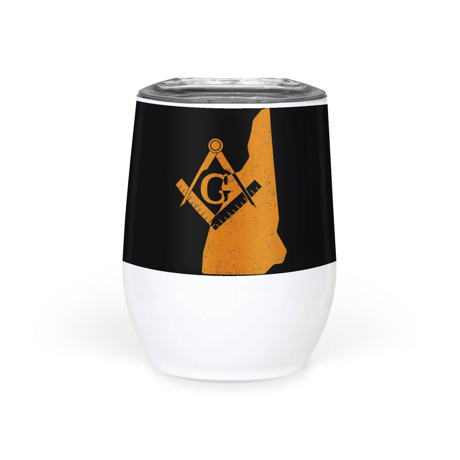 New Hampshire Square & Compass Freemason symbol state map - Wine Tumbler