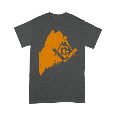 Maine Freemason State Map Square & Compass Symbol - T Shirt