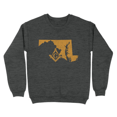 Maryland Freemason State Map Square & Compass Symbol - Sweatshirt