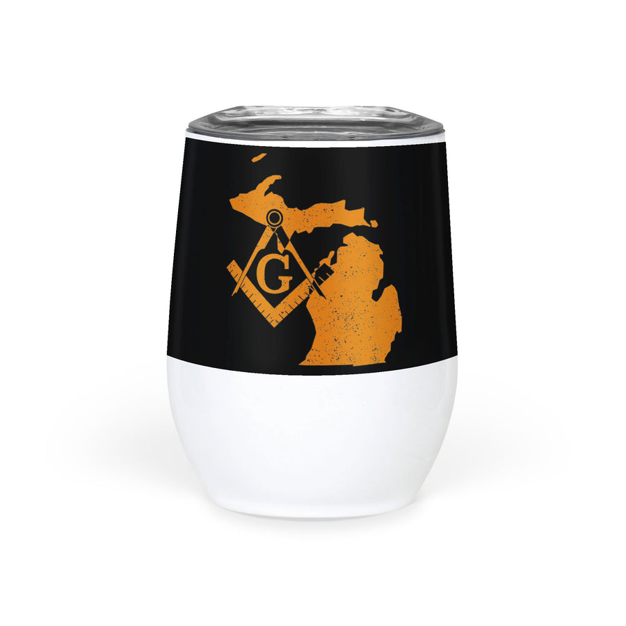 Michigan Square & Compass Freemason symbol state map - Wine Tumbler