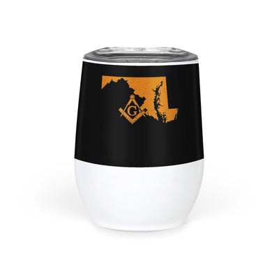 Maryland Square & Compass Freemason symbol state map - Wine Tumbler