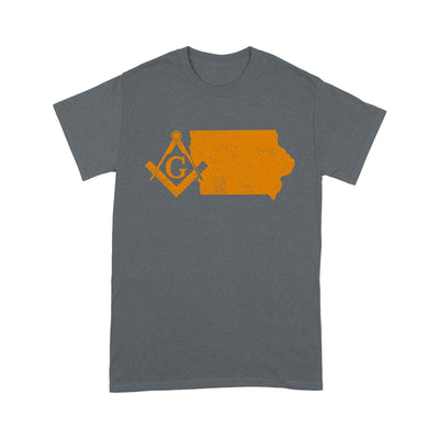 Lowa Freemason State Map Square & Compass Symbol - T Shirt