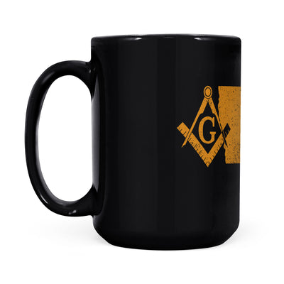 Iowa square & compass freemason symbol state map - Black Mug