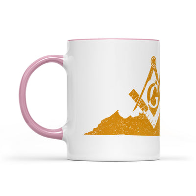 Virginia square & compass freemason symbol state map - Accent Mug