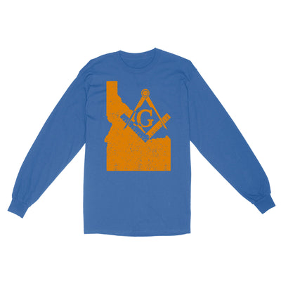 Idaho Freemason State Map Square & Compass Symbol - Long Sleeve