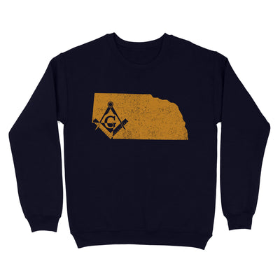 Nebraska Freemason State Map Square & Compass Symbol - Sweatshirt