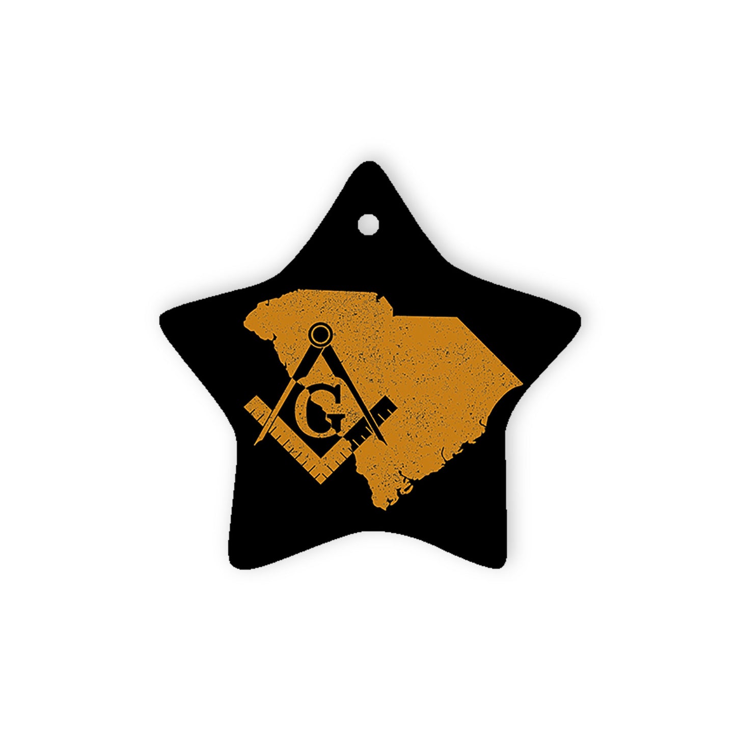 South Carolina square & compass freemason symbol state map - Star Ceramic Ornament (2 sided)