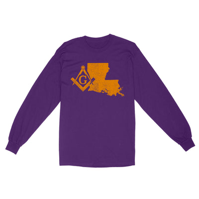 Louisiana Freemason State Map Square & Compass Symbol - Long Sleeve