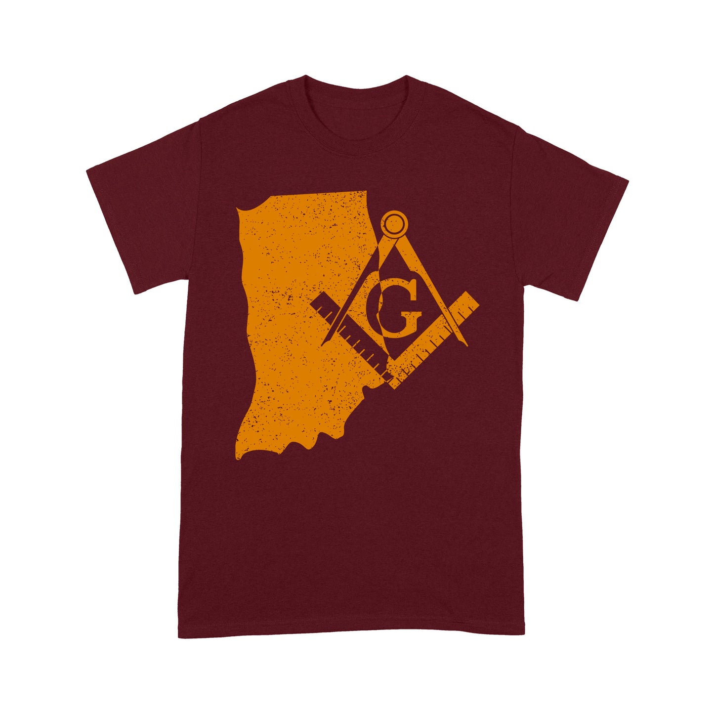 Indiana Freemason State Map Square & Compass Symbol - T Shirt