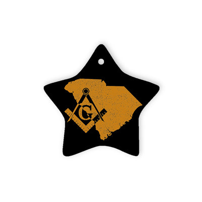 South Carolina square & compass freemason symbol state map - Star Ceramic Ornament (2 sided)