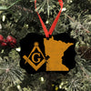 Minnesota square & compass freemason symbol state map - Medallion Aluminum Ornament